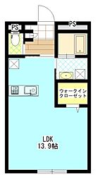 シードクリスタル 1Kの間取図画像