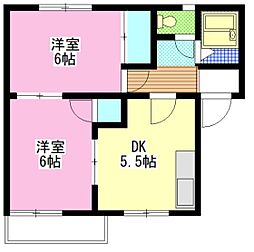 レジデンスあずま 2DKの間取図画像