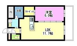 コンブリオ高柳 1LDKの間取図画像