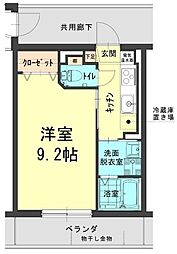 サン・サイド山部3 1Kの間取図画像