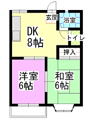 アンジェリーク東古松C 2DKの間取図画像