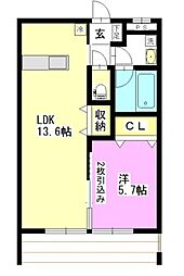 OMOTO-ROOTBLD. 1LDKの間取図画像