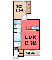 ナックフクジュニュータウン A  ｜ 栃木県真岡市熊倉1丁目（賃貸アパート1LDK・1階・46.03㎡） その2