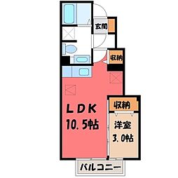 リベルテ C 1階1LDKの間取り
