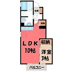 アークヒルズ A 1階1LDKの間取り