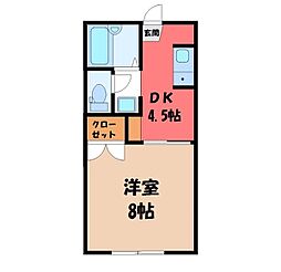 パークサイド厚木D棟 1DKの間取図画像