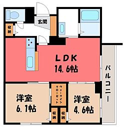 ルアナ錦 2LDKの間取図画像