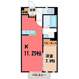 アウトピスタ 1階1SKの間取り
