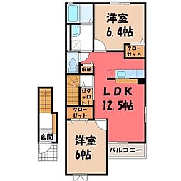 アスカA 2LDKの間取図画像