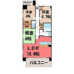 元今泉レジデンス 3LDKの間取図画像
