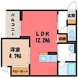 D-Imparable 1LDKの間取図画像