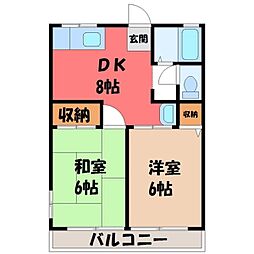 フロイデンハイムB 2DKの間取図画像