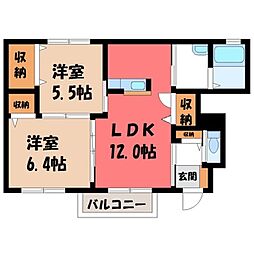 ヴィータ・ヴァロール 2LDKの間取図画像