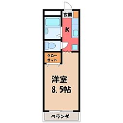 ラ・セゾンサイカン 1Kの間取図画像
