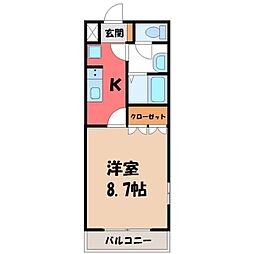 ルミエール 1Kの間取図画像