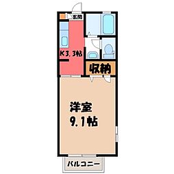 エーデル桜B 1Kの間取図画像