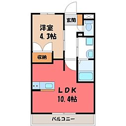 イーストヒルズ宿郷 1LDKの間取図画像