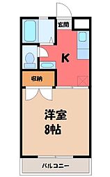 フォレストヒルズ 1Kの間取図画像