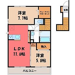 サダル・スウドB 2LDKの間取図画像