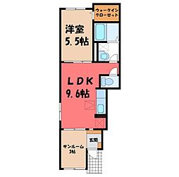 バリーフィールド B 1LDKの間取図画像