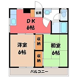 メゾン駒生 2DKの間取図画像