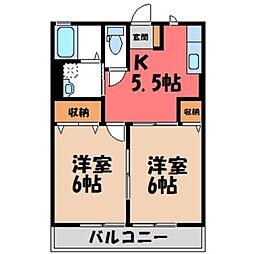 ベルハイム21C 2Kの間取図画像