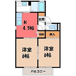 シエル駒生B 2Kの間取図画像