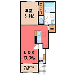 ニューライジングサン 1LDKの間取図画像
