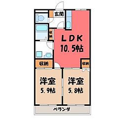 サウス・フォレストA 2LDKの間取図画像