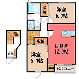 コーポサンパティーク 2LDKの間取図画像