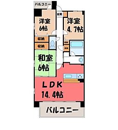 元今泉レジデンス 3LDKの間取図画像