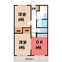 黒川ビル 2DKの間取図画像