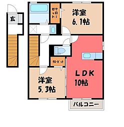 ディアコート駒生A 2LDKの間取図画像