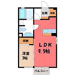 モナリエ富士見ヶ丘 1LDKの間取図画像