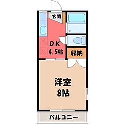 パークハイツA 1DKの間取図画像