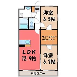 サニーサイド東宝木1 2LDKの間取図画像