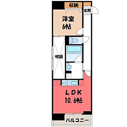 S-FORT宇都宮 1LDKの間取図画像