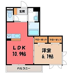 ラ・サンテA 1LDKの間取図画像
