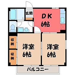神栄コーポ 2DKの間取図画像