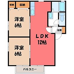 橋本住宅C 2LDKの間取図画像
