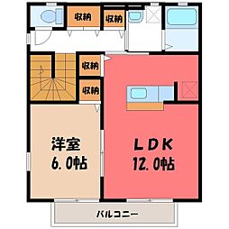 プチフルール1 1LDKの間取図画像