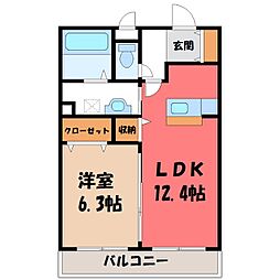 シャルマン・テール 1LDKの間取図画像