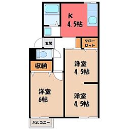 柏ハイツB 2DKの間取図画像