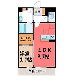 コンフィデンス 1LDKの間取図画像