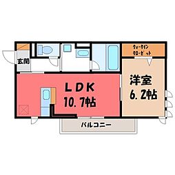 サンライトハイム陽東 1LDKの間取図画像