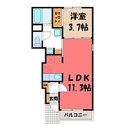 アステカ・ソレアード 1LDKの間取図画像