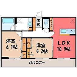 エルタウンF 2LDKの間取図画像