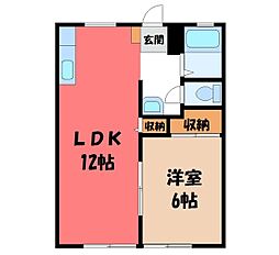 堀乃内ハウスB 1LDKの間取図画像