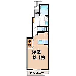フルール・ド・スリジェ ワンルームの間取図画像