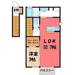 クローバーコートB 1LDKの間取図画像